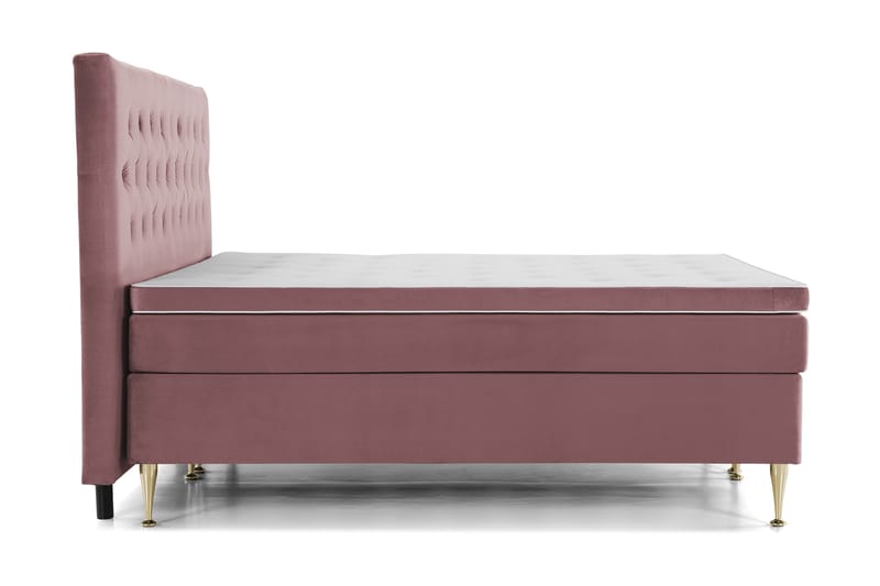 Royal Velvet Komplett Sängpaket 210x210 cm - Rosa med Höga Guldben - Möbler - Säng - Komplett sängpaket