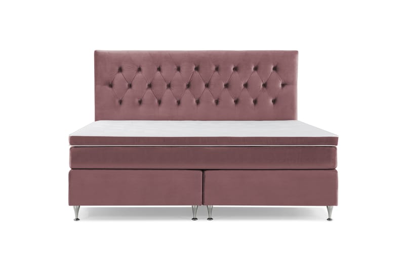 Royal Velvet Komplett Sängpaket 210x210 cm - Rosa med Låga Silverben - Möbler - Säng - Kontinentalsäng