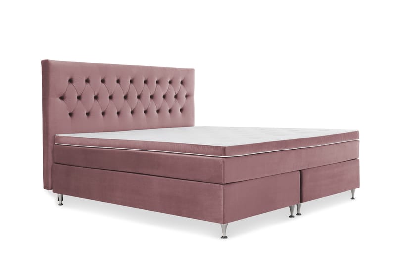 Royal Velvet Komplett Sängpaket 210x210 cm - Rosa med Låga Silverben - Möbler - Säng - Kontinentalsäng