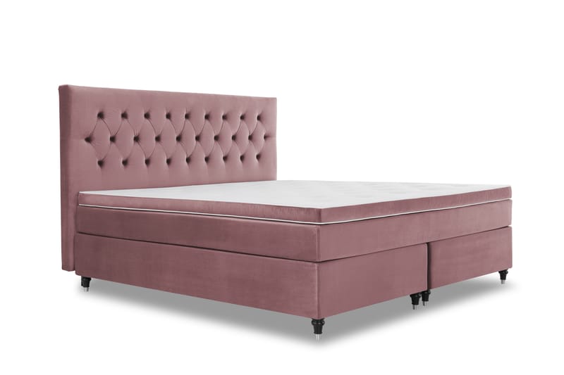 Royal Velvet Komplett Sängpaket 210x210 cm - Rosa med Svarvade ben - Möbler - Säng - Komplett sängpaket