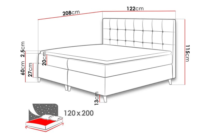 Sandham Kontinentalsäng 120x200 cm - Gul - Möbler - Säng - Kontinentalsäng