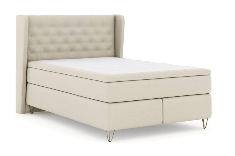 Select No 4 Komplett Sängpaket 140x200 Fast - Beige/Metall V-form - Möbler - Säng - Komplett sängpaket