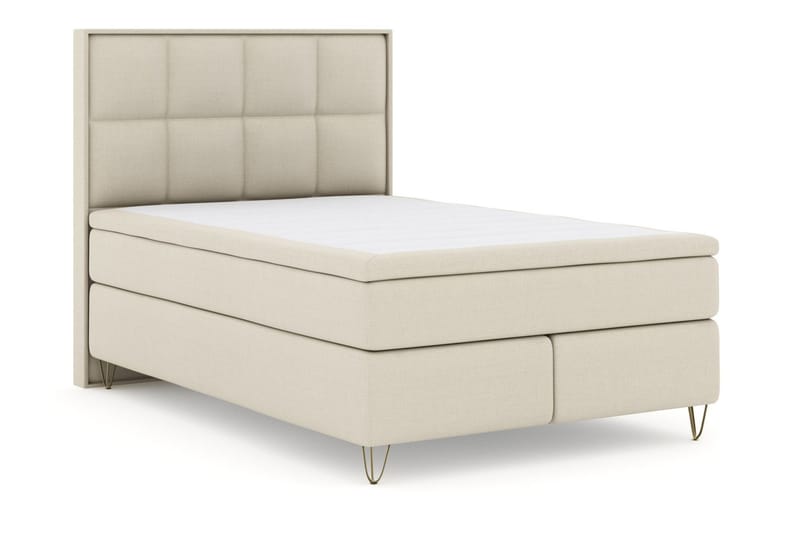 Select No 4 Komplett Sängpaket 140x200 Fast/Medium - Beige/Metall V-form - Möbler - Säng - Komplett sängpaket