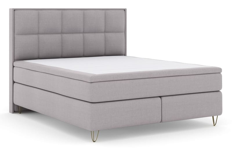 Select No 5 Komplett Sängpaket 160x200 Medium Latex - Ljusgrå/Metall V-form - Komplett sängpaket - Kontinentalsäng - Dubbelsäng