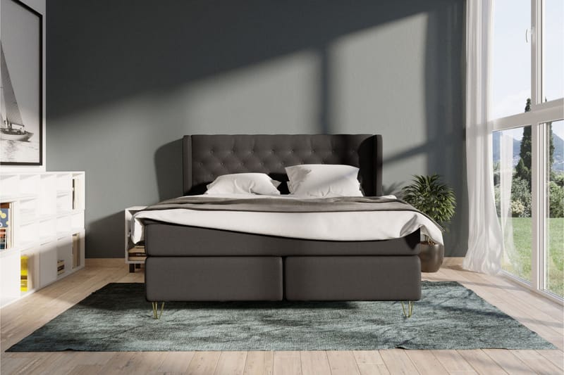 Select No 6 Komplett Sängpaket 160x200 F/M Latex/Memory - Mörkgrå/Metall V-form - Möbler - Säng - Komplett sängpaket