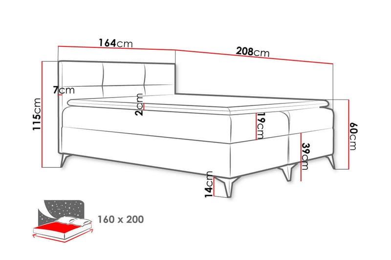 Leckersbo Sängpaket Kontinentalsäng 160x200 cm - Svart - Möbler - Säng - Komplett sängpaket