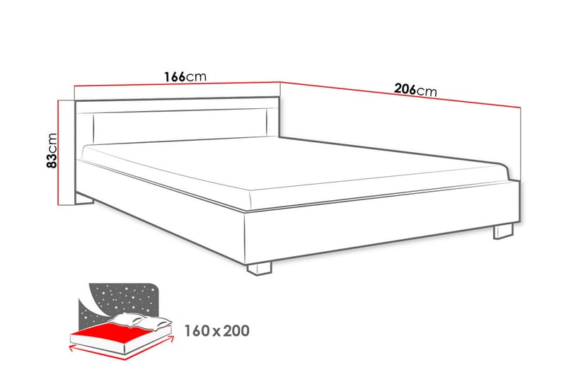 Cezar Säng & madrass 206x146x83 cm - Beige/Vit - Möbler - Säng - Komplett sängpaket