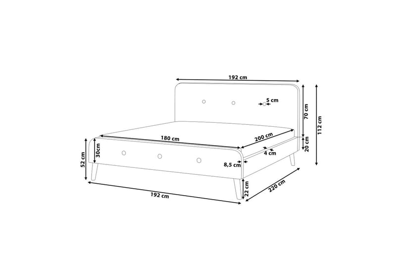 Rennes Dubbelsäng 180 200 cm - Grå - Möbler - Säng - Ramsäng