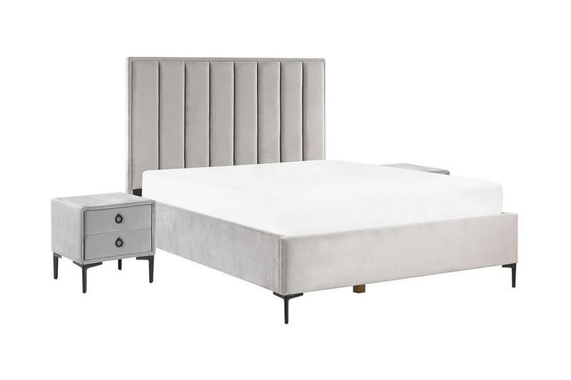 Sovrumsset dubbelsäng 140x200 cm grå SEZANNE - Grå - Komplett sängpaket - Ramsäng