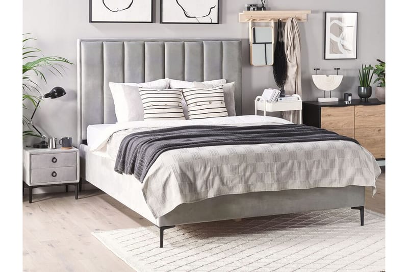 Sovrumsset dubbelsäng 140x200 cm grå SEZANNE - Grå - Komplett sängpaket - Ramsäng