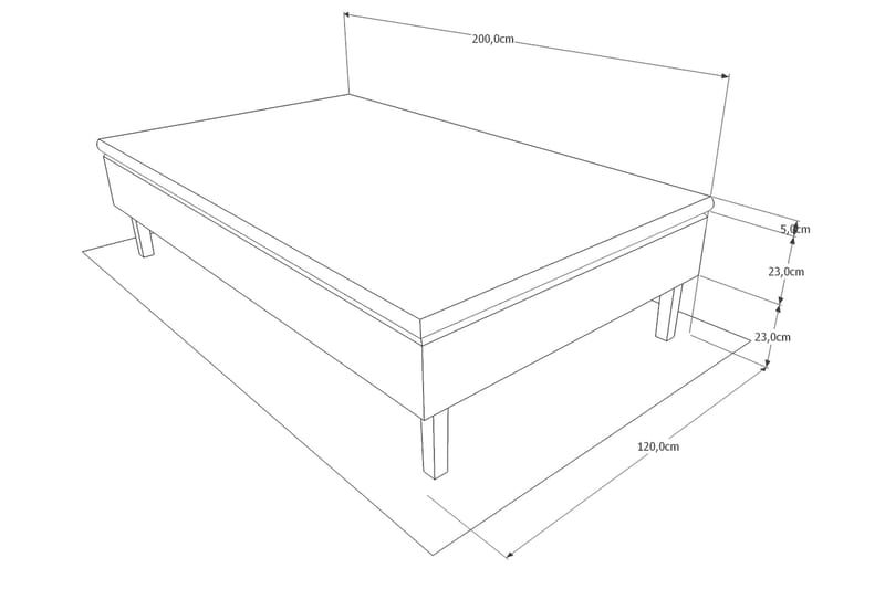 Viken Bas Ramsäng 120x200 - Ancona Grå - Möbler - Säng - Ramsäng