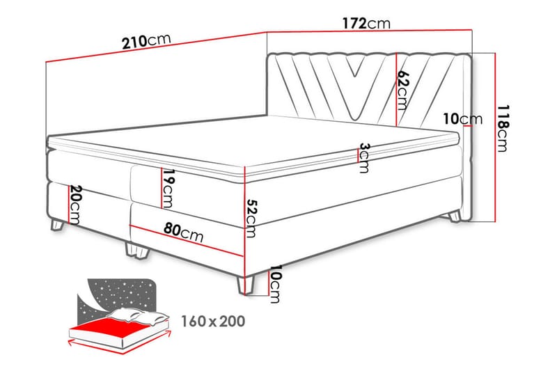 Romanza Sängpaket Kontinentalsäng 160x200 cm - Grå - Möbler - Säng - Komplett sängpaket