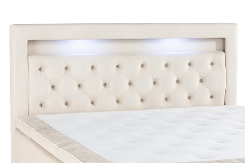 Alessia Förvaringssäng med LED-belysning 160x200 - Beige - Sängar med förvaring - Dubbelsäng med förvaring