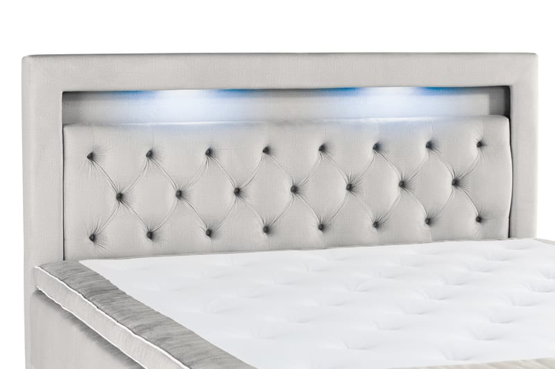 Alessia Förvaringssäng med LED-belysning 160x200 - Ljusgrå - Sängar med förvaring - Dubbelsäng med förvaring