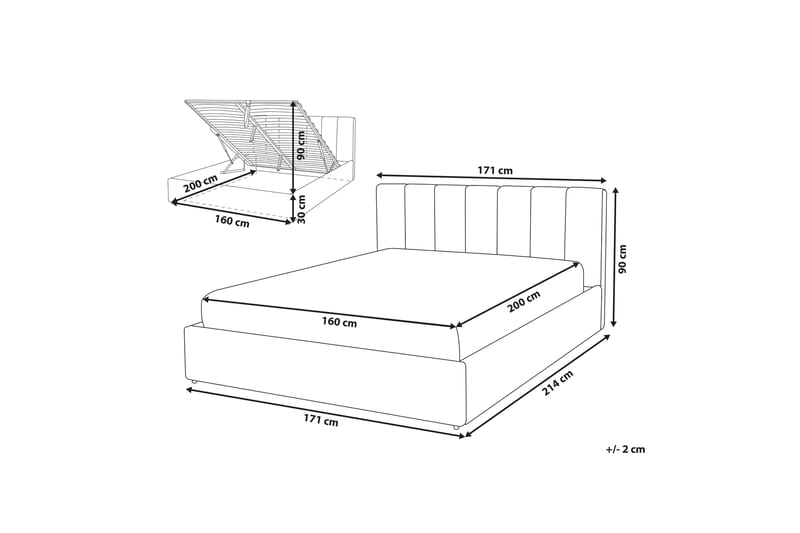 Dreuxa Förvaringssäng 160x200 cm - Konstläder/Grå - Möbler - Säng - Sängar med förvaring - Dubbelsäng med förvaring