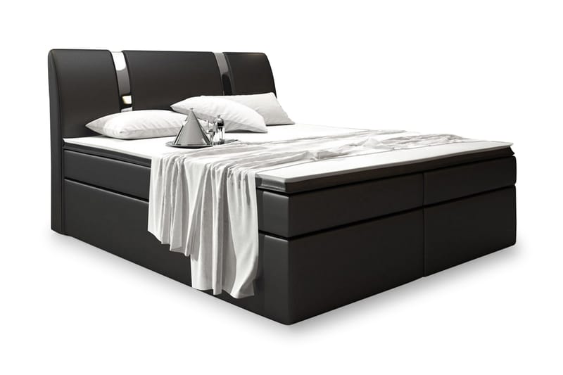 Modena Sängpaket 160x200 med Förvaring Slät Gavel - Svart - Komplett sängpaket - Sängar med förvaring - Dubbelsäng