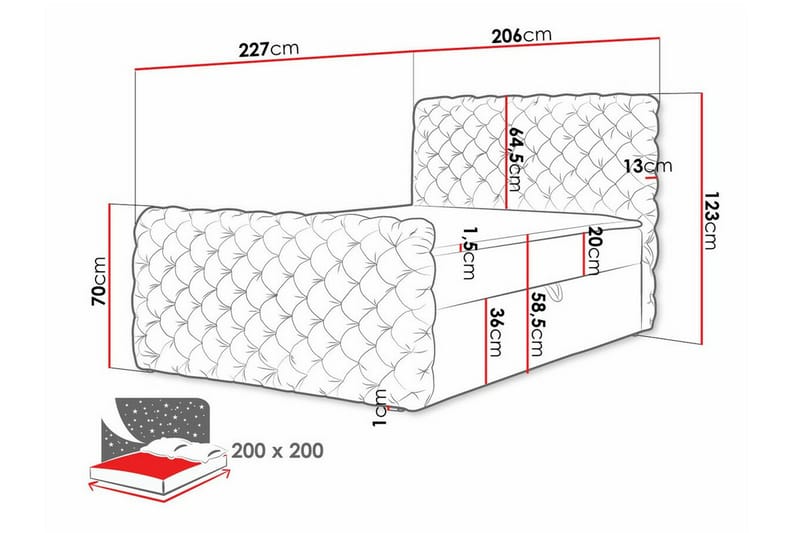 Almancil Sängram 200x200 cm - Möbler - Säng - Sängram & sängstomme