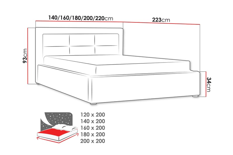 Axlunda Säng 200x200 cm Metallram  Vit - Vit - Möbler - Säng - Sängram & sängstomme