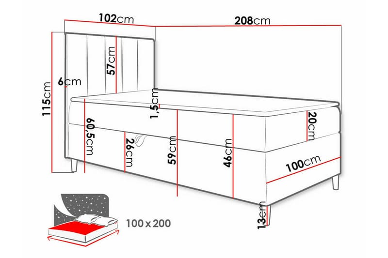 Boisdale Sängram 100x200 cm - Sängram & sängstomme