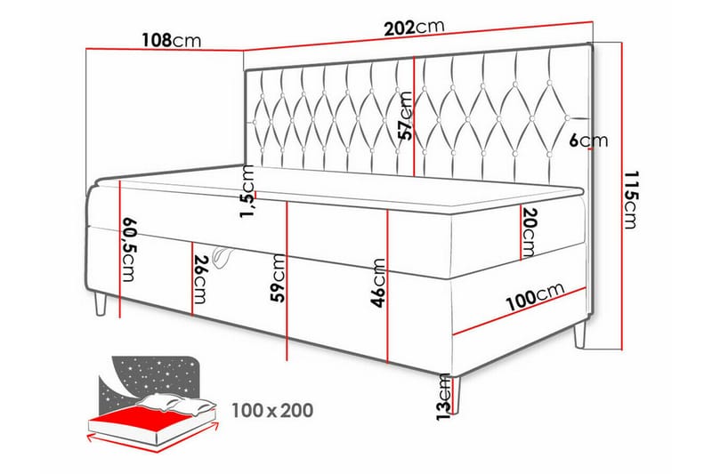 Boisdale Sängram 100x200 cm - Sängram & sängstomme