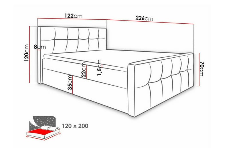 Boisdale Sängram 120x200 cm - Sängram & sängstomme