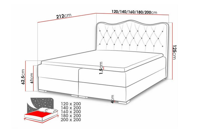 Boisdale Sängram 120x200 cm - Sängram & sängstomme