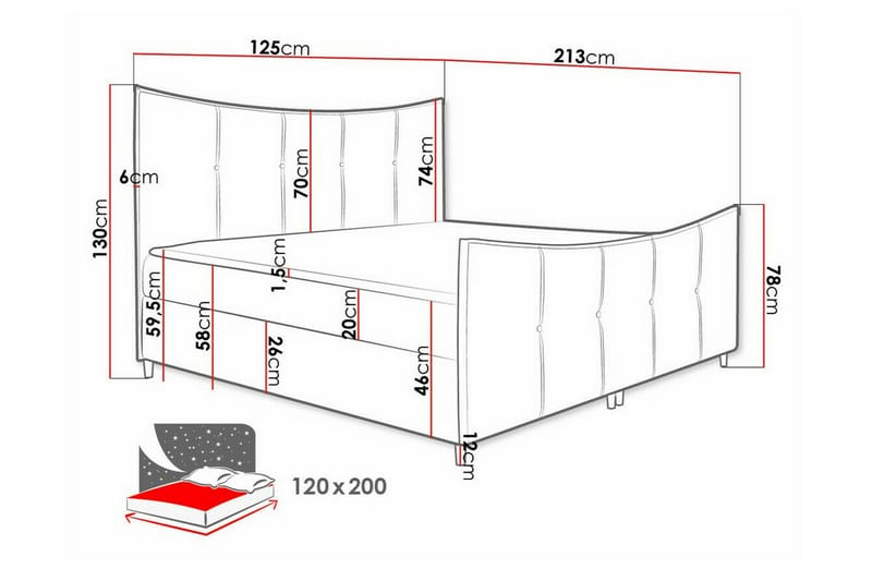 Boisdale Sängram 120x200 cm - Sängram & sängstomme