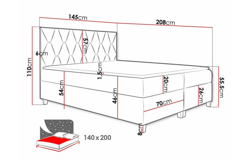 Boisdale Sängram 140x200 cm - Sängram & sängstomme
