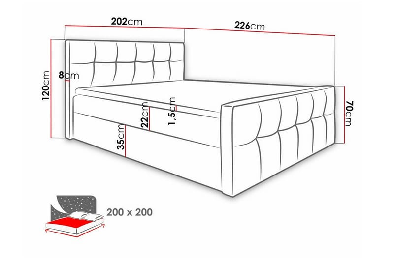 Boisdale Sängram 200x200 cm - Möbler - Säng - Sängram & sängstomme