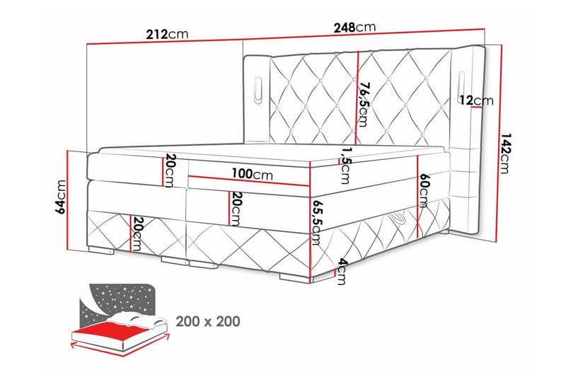 Boisdale Sängram 200x200 cm - Möbler - Säng - Sängram & sängstomme