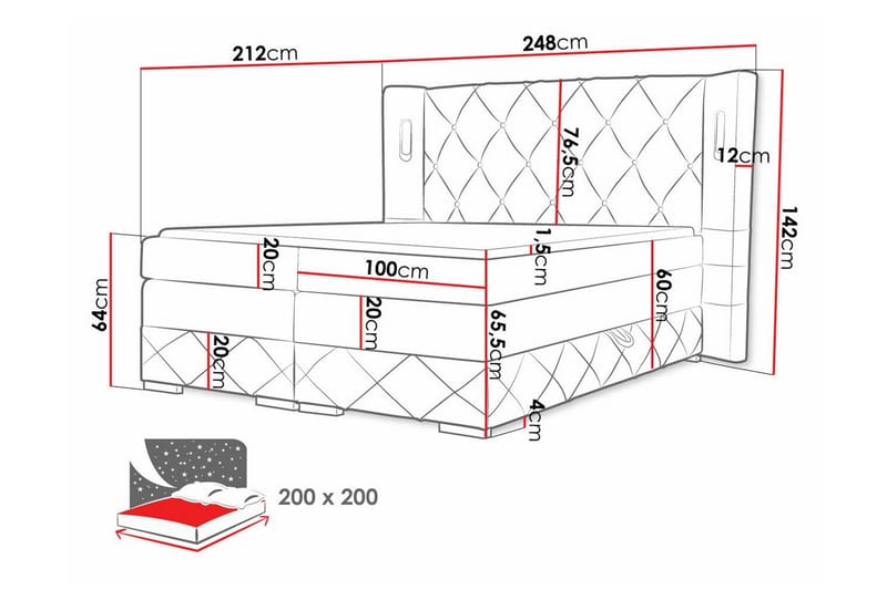 Boisdale Sängram 200x200 cm - Möbler - Säng - Sängram & sängstomme