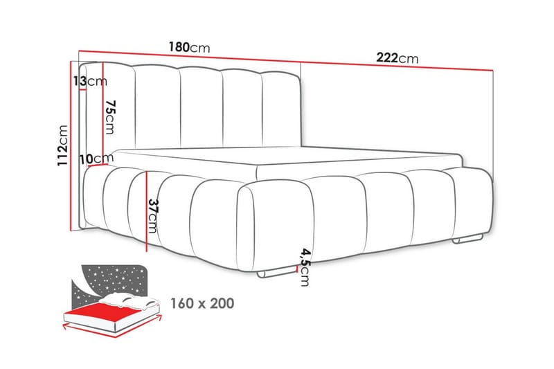 Cleaton Bubblig Sängram 160x200 cm med förvaring - Beige - Möbler - Säng - Sängram & sängstomme