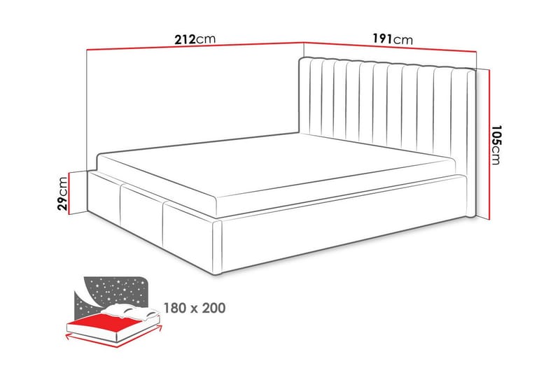 Derry Sängram med Förvaring 180x200 cm - Beige / Ljus - Möbler - Säng - Sängram & sängstomme