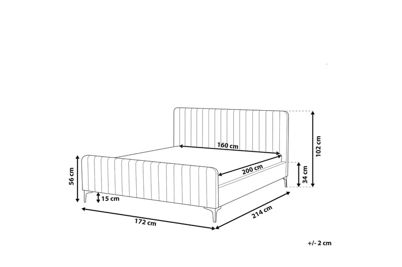 Dubbelsäng 160 x 200 cm - Grå - Sängram & sängstomme