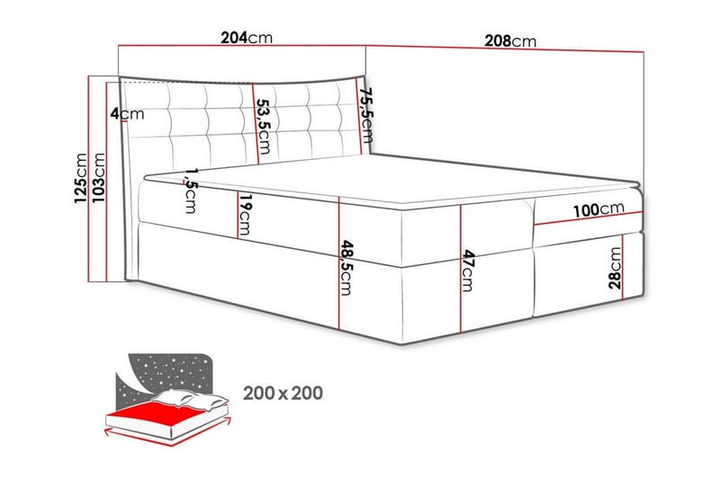 Hayton Sängram 200x200 cm - Sängram & sängstomme