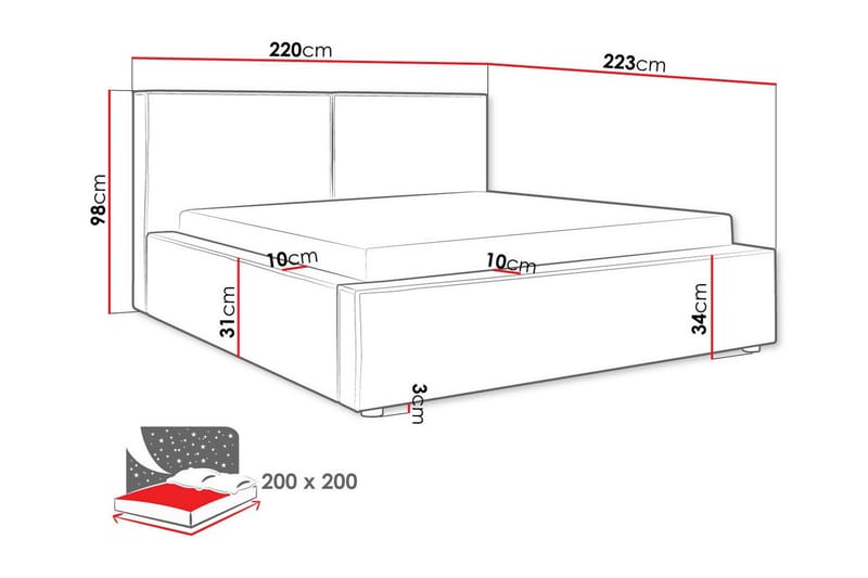 Knocklong Sängram 200x200 cm - Möbler - Säng - Sängram & sängstomme