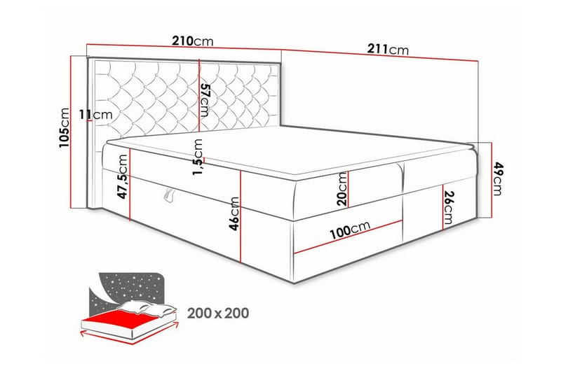 Oberting Sängram 200x200 cm - Möbler - Säng - Sängram & sängstomme