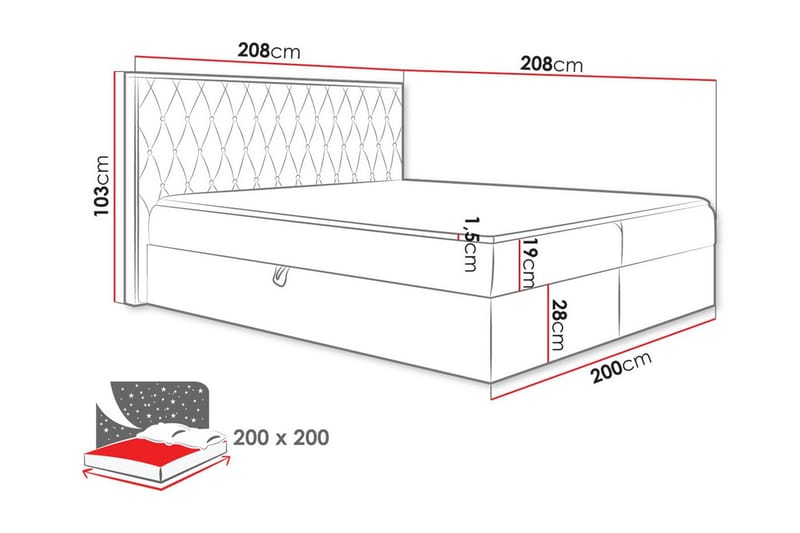 Oberting Sängram 200x200 cm - Möbler - Säng - Sängram & sängstomme