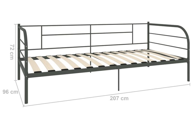 Ram dagbädd grå metall 90x200 cm - Grå - Sängram & sängstomme