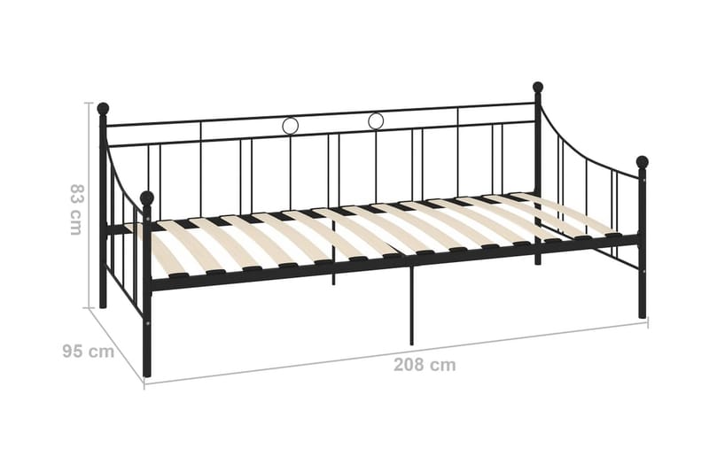 Ram till dagbädd svart metall 90x200 cm - Svart - Sängram & sängstomme