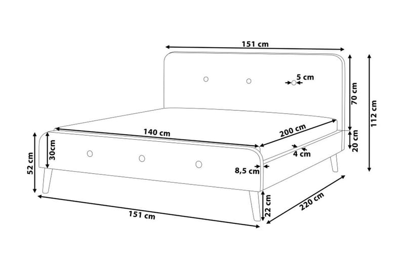 Rennes Dubbelsäng 140|200 cm - Beige - Möbler - Säng - Sängram & sängstomme