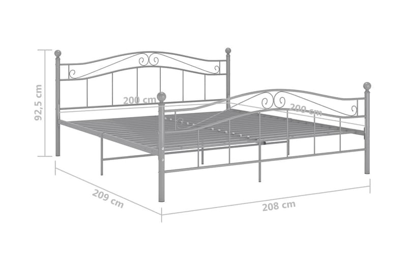 Sängram grå metall 200x200 cm - Grå - Möbler - Säng - Sängram & sängstomme