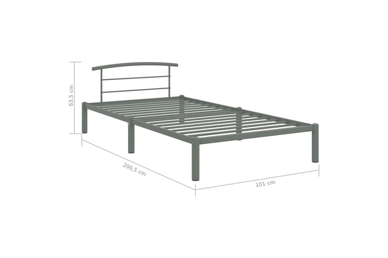 Sängram grå metall 90x200 cm - Grå - Sängram & sängstomme