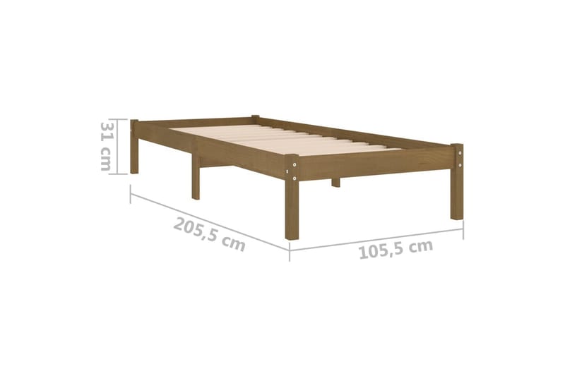 Sängram honungsbrun massiv furu 100x200 cm - Honung - Möbler - Säng - Sängram & sängstomme