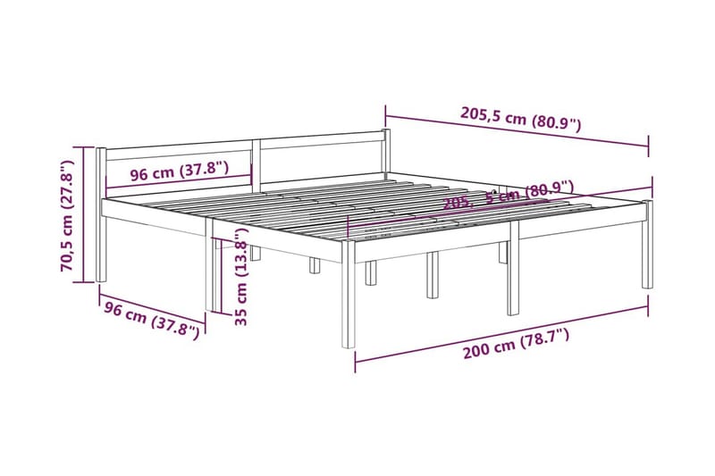 Sängram honungsbrun massiv furu 200x200 cm - Honung - Möbler - Säng - Sängram & sängstomme