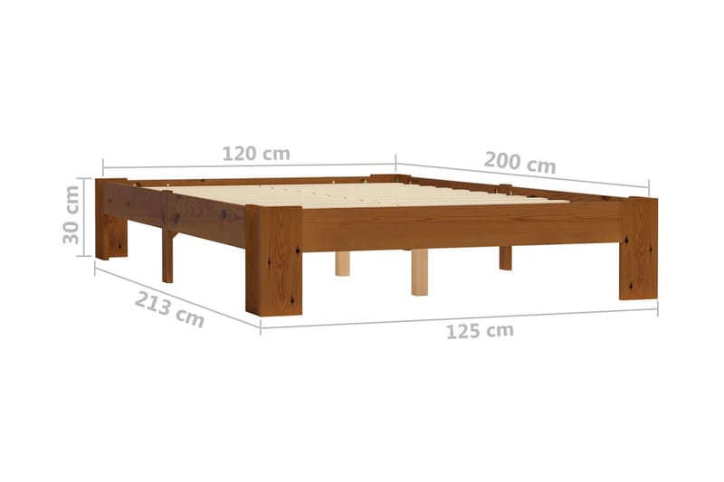 Sängram ljusbrun massiv furu 120x200 cm - Brun - Möbler - Säng - Sängram & sängstomme