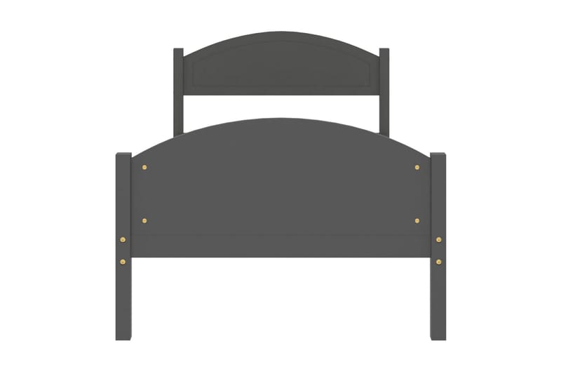 Sängram mörkgrå massiv furu 90x200 cm - Mörkgrå - Sängram & sängstomme