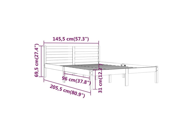 Sängram massiv furu 140x200 cm - Brun - Möbler - Säng - Sängram & sängstomme