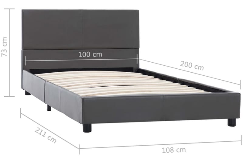 Sängram med hydraulisk förvaring grå konstläder 140x200 cm - Grå - Möbler - Säng - Sängram & sängstomme