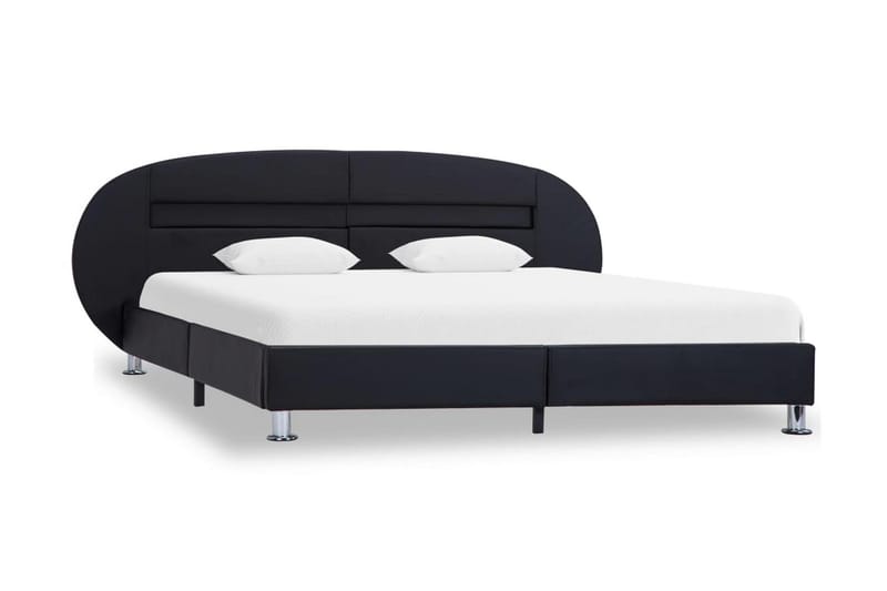 Sängram med LED svart konstläder 180x200 cm - Svart - Sängram & sängstomme - Hopfällbar säng